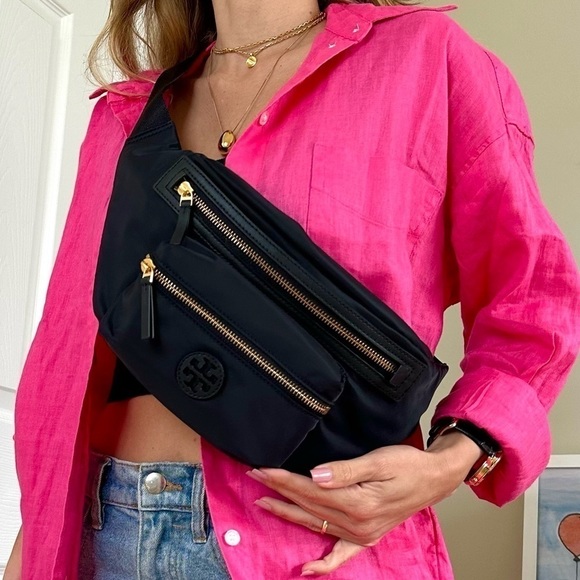 NEW Tory Burch crossbody belt bag black nylon zipper gold-tone hardware NWT - Picture 4 of 12